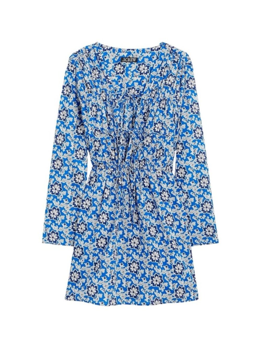 J. Crew Tie Front Beach Dress Women XXS Bright Azurite Floral CA468